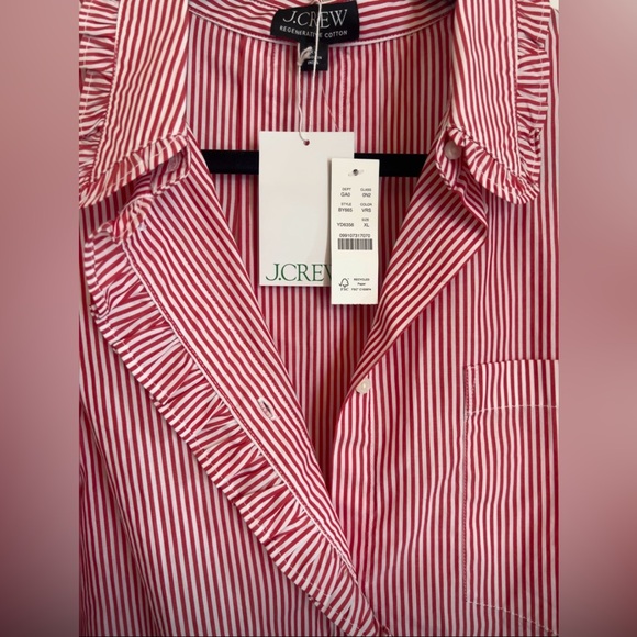 J. Crew Tops - J.Crew Red and White Striped Blouse